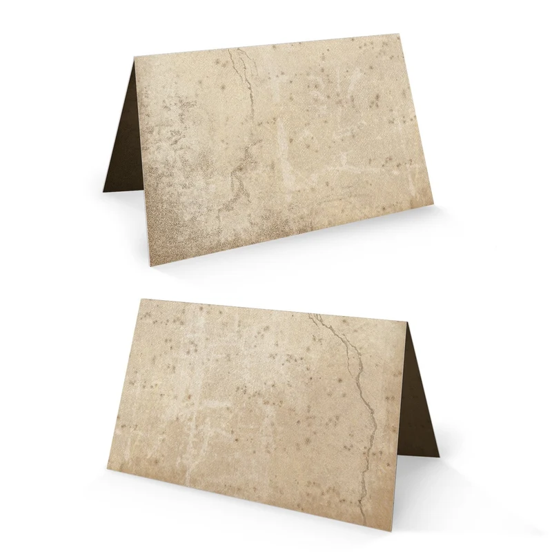 Tischkarten marmoriert im Vintage-Stil braun-beige blanko 8,5 × 5,5 cm