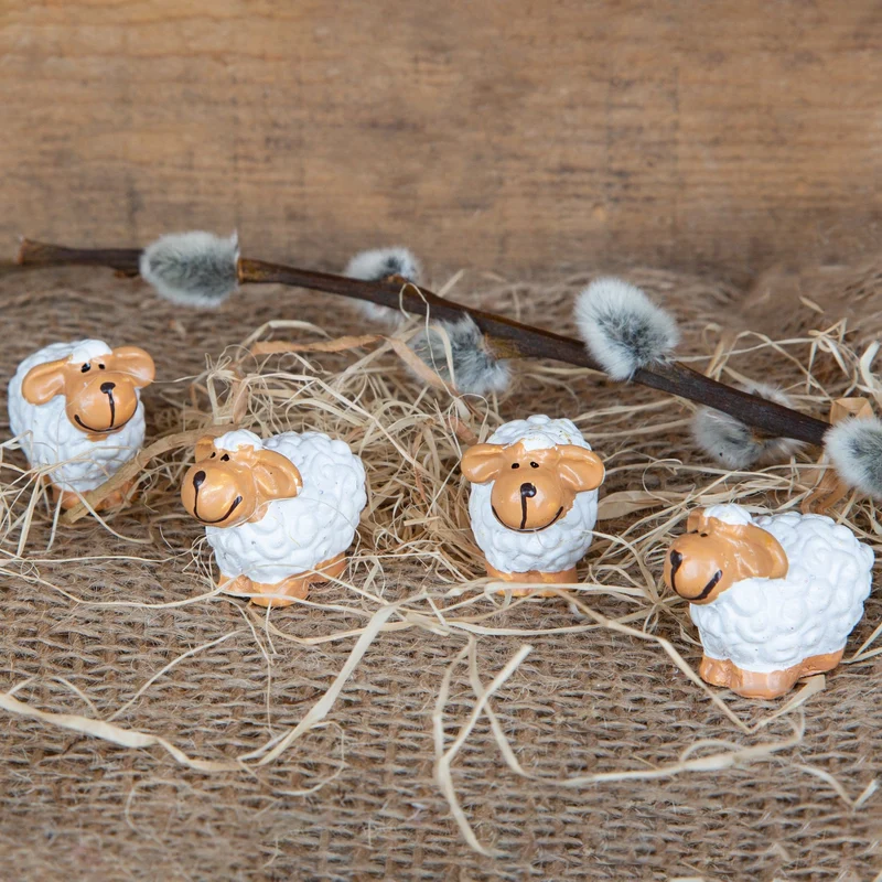 4 Mini Deko Schafe 3,5 cm Schäfchen kleines Geschenk