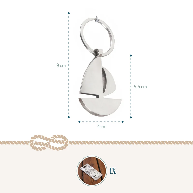 1 kleines Schlüsselanhänger Segelboot aus Metall 5,5 cm - Mini Gastgeschenk Give-Away