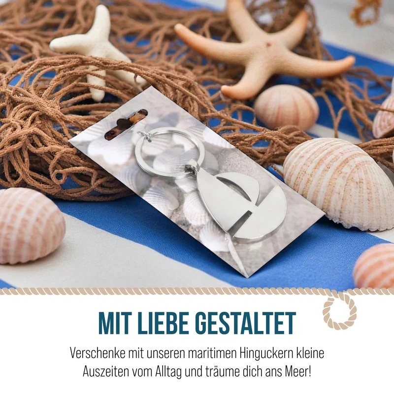 1 kleines Schlüsselanhänger Segelboot aus Metall 5,5 cm - Mini Gastgeschenk Give-Away