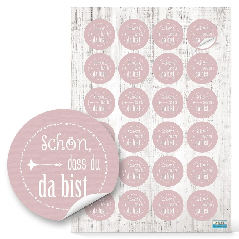 5 x 24 selbstklebende Sticker SCHÖN DASS DU DA BIST