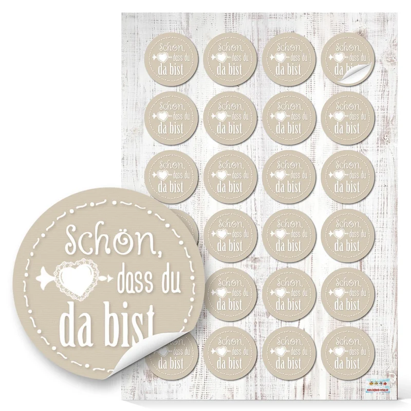5 x 24 selbstklebende Sticker SCHÖN DASS DU DA BIST