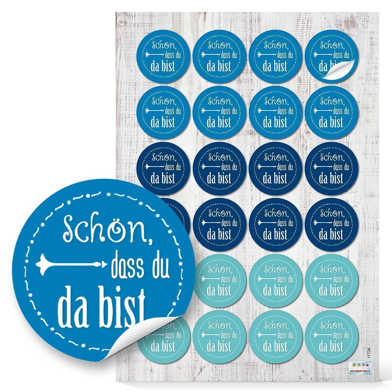 5 x 24 selbstklebende Sticker SCHÖN DASS DU DA BIST
