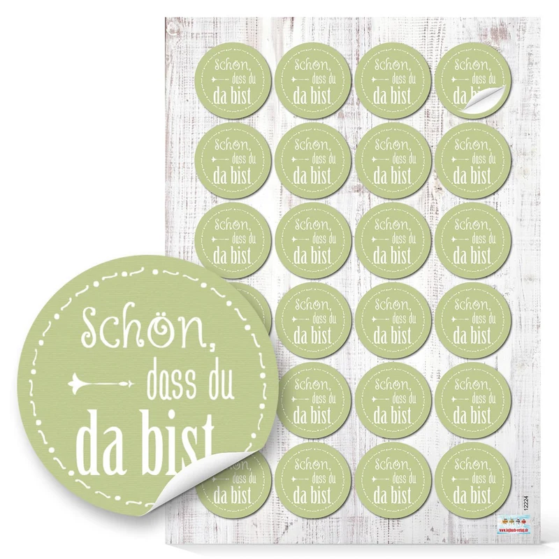 5 x 24 selbstklebende Sticker SCHÖN DASS DU DA BIST