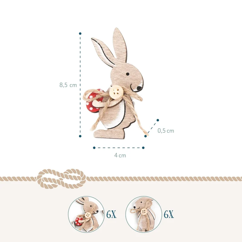 Logbuch-Verlag 12 kleine Mini Hasen Streuteile Streudeko zu Ostern mit Klebepunkt zum Streuen oder Aufkleben Osterhase mit Osterei 8,5 cm