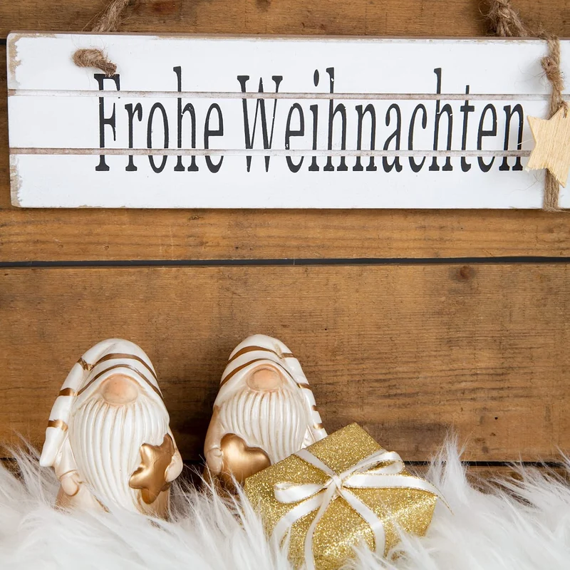 Türschild Frohe Weihnachten aus Holz - Schild weiß braun 28 cm