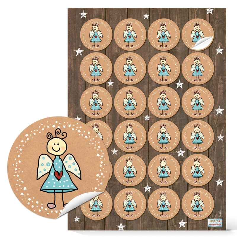 SET 3 x 24 Weihnachtsaufkleber Sticker Engel Schutzengel Frohe Weihnachten Etiketten 4 cm