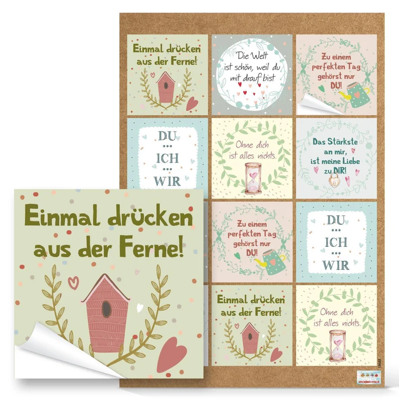 Sprücheaufkleber quadratisch 6 x 6 cm - Geschenkaufkleber für Verpackungen & Briefe