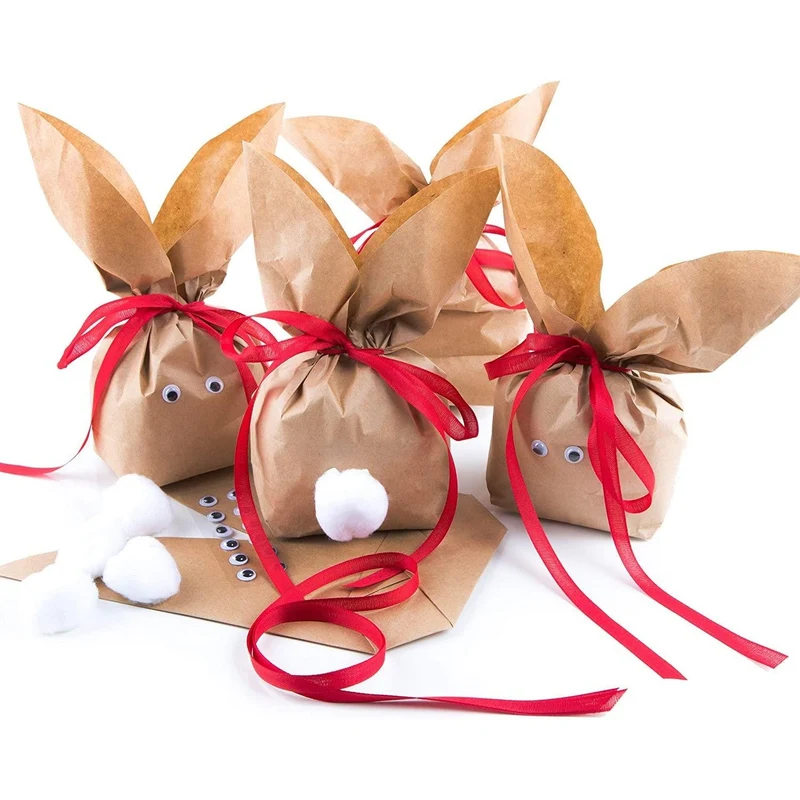 10 Osterhase Deko Verpackung Osternest Osterdeko Kinder Geschenkverpackung Osterverpackung SCHLEIFE ROT Hasentüten give-away Mitgebsel