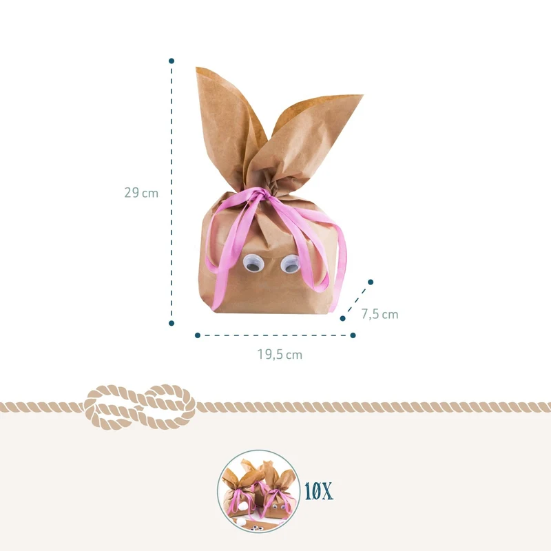 Logbuch-Verlag 10 Ostertüten Osterhasen Tüten in natur braun rosa - Geschenkverpackung Ostern Ostergeschenk - Alternative zum Osternest für Kinder