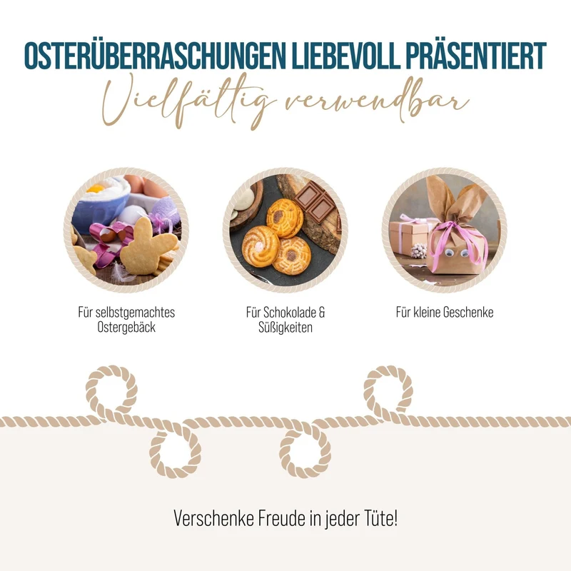 Logbuch-Verlag 10 Ostertüten Osterhasen Tüten in natur braun rosa - Geschenkverpackung Ostern Ostergeschenk - Alternative zum Osternest für Kinder