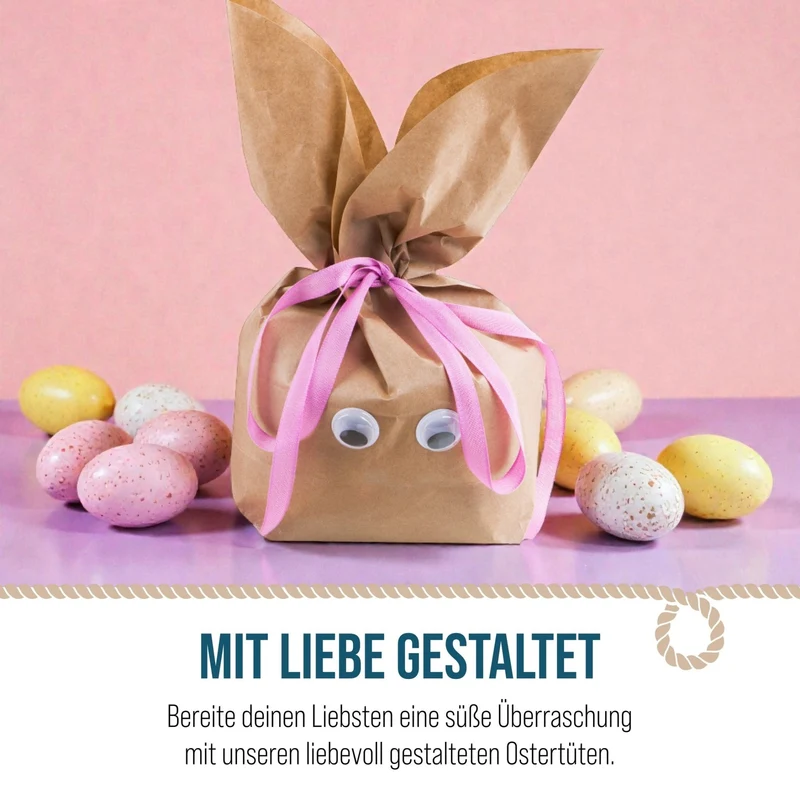 Logbuch-Verlag 10 Ostertüten Osterhasen Tüten in natur braun rosa - Geschenkverpackung Ostern Ostergeschenk - Alternative zum Osternest für Kinder