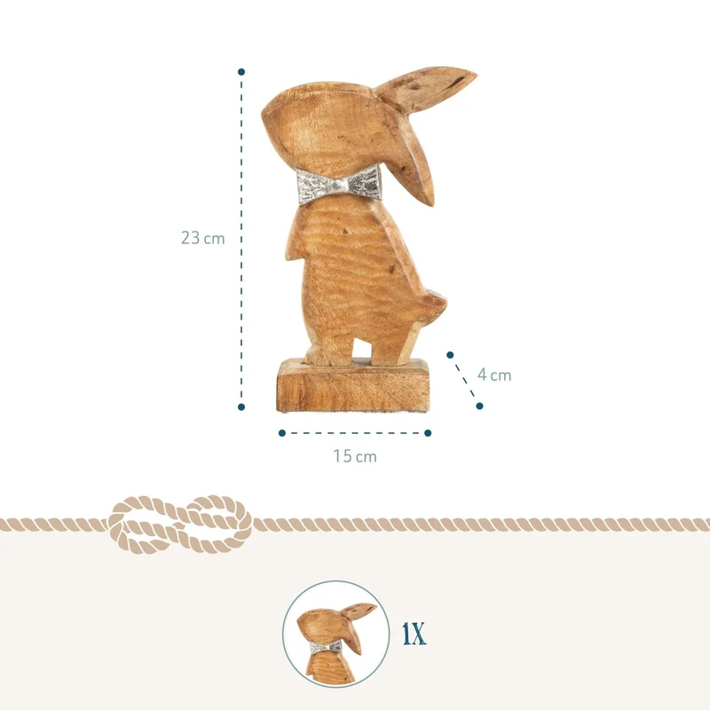 Braune Holzhasen Figur - 23 cm aus Holz - Osterdekoration Osterhase