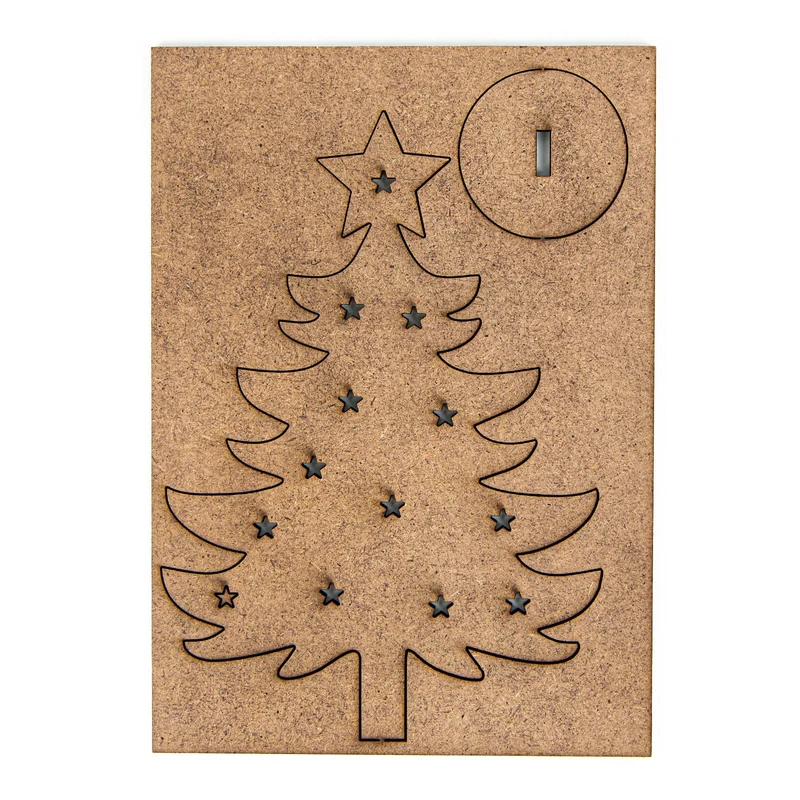 3 Weihnachtskarten DIN A6 Klappkarten mit Umschlag – innen blanko mit Mini-Weihnachtsbaum aus Holz