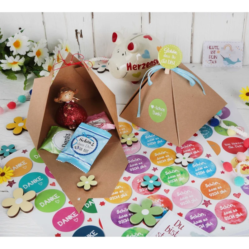 Logbuch-Verlag 24 bunte runde Aufkleber SCHÖN DASS ES DICH GIBT 4 cm Sticker Etiketten Verpackung Geburtstag Freunde Familie Kinder Geschenk Muttertag