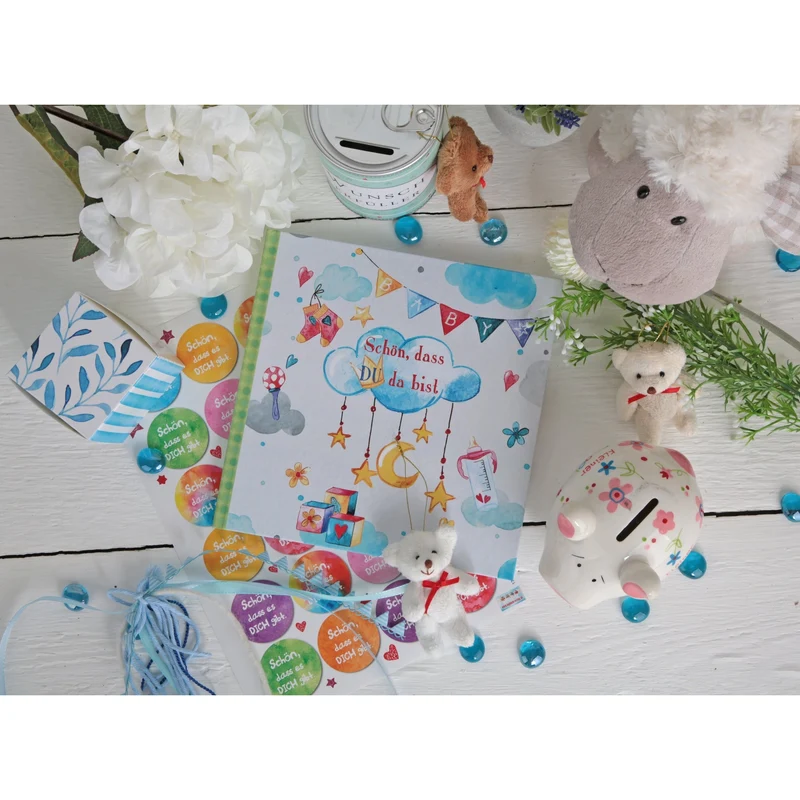 Logbuch-Verlag 24 bunte runde Aufkleber SCHÖN DASS ES DICH GIBT 4 cm Sticker Etiketten Verpackung Geburtstag Freunde Familie Kinder Geschenk Muttertag