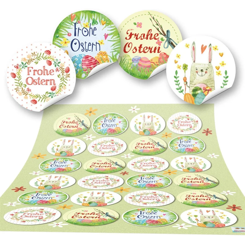 Ostersticker Set - 131 kleine Osteraufkleber braun grün - Verzierung für die Osterverpackung
