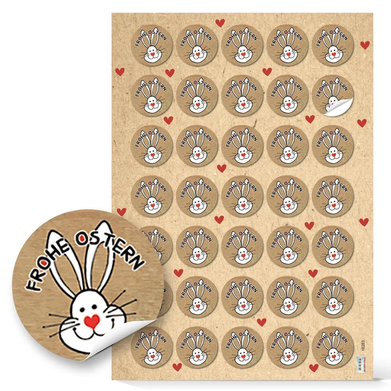 Ostersticker Set - 131 kleine Osteraufkleber braun grün - Verzierung für die Osterverpackung