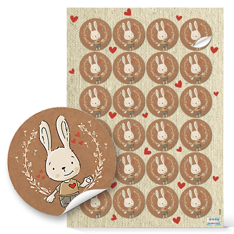 Ostersticker Set - 131 kleine Osteraufkleber braun grün - Verzierung für die Osterverpackung