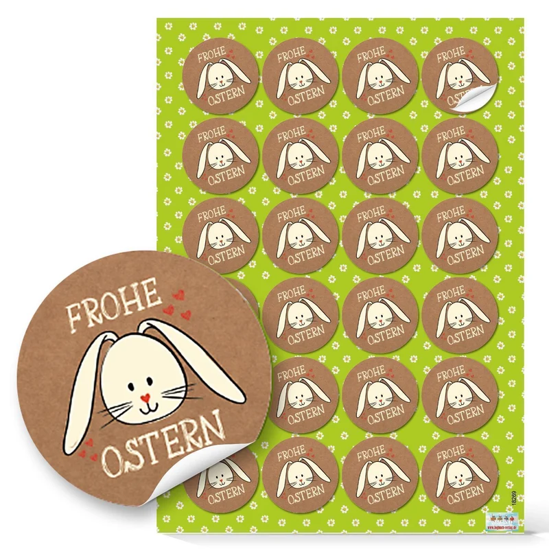 Ostersticker Set - 131 kleine Osteraufkleber braun grün - Verzierung für die Osterverpackung
