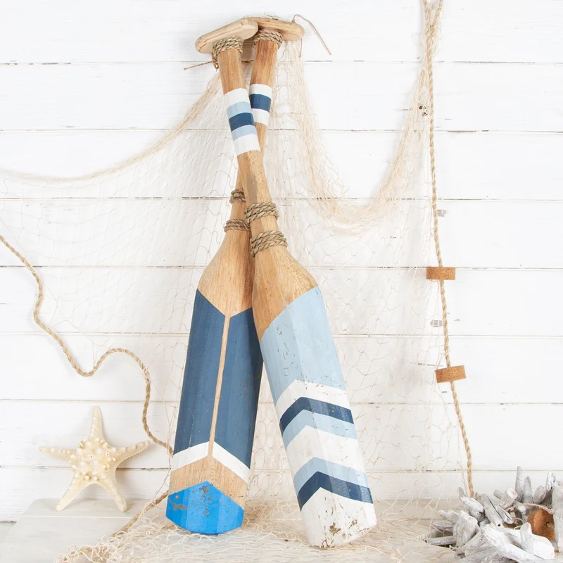 2 große Deko Paddel aus Holz Schiffspaddel maritim 78 cm