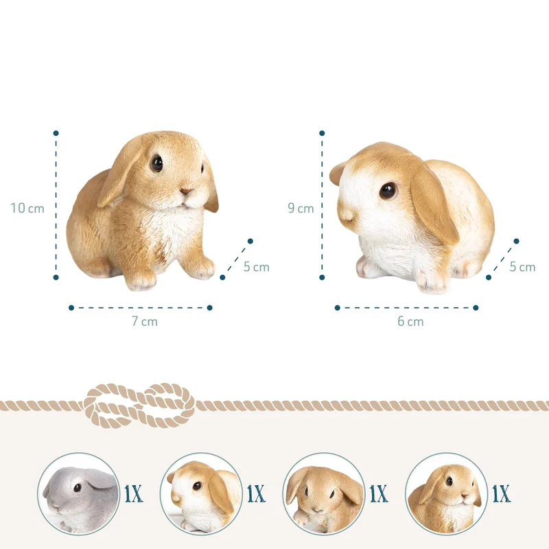 4 Osterhasen Figuren braun grau Ostern Deko - zum Hinstellen