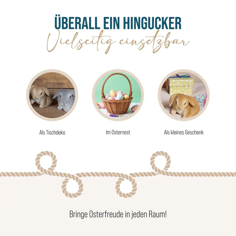 4 Osterhasen Figuren braun grau Ostern Deko - zum Hinstellen
