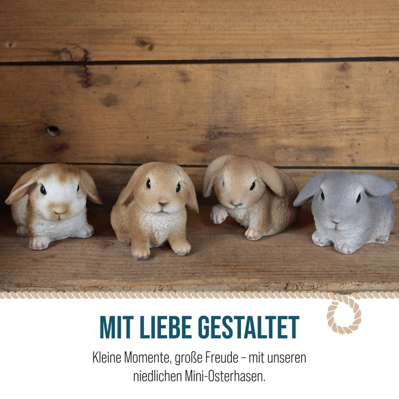 4 Osterhasen Figuren braun grau Ostern Deko - zum Hinstellen