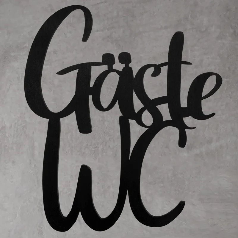 Gäste-WC Türschild aus Holz - 20 cm schwarz