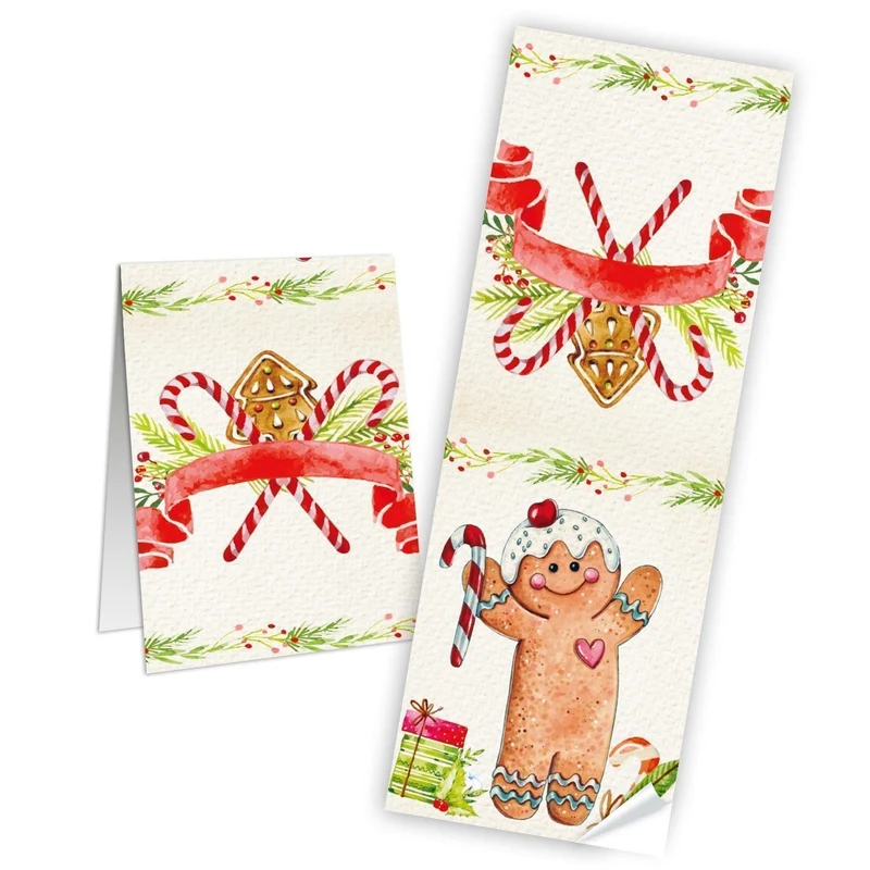 Weihnachtstüten aus Kraftpapier 16,5 x 26 x 6,5 cm mit Aufkleber Lebkuchenmann