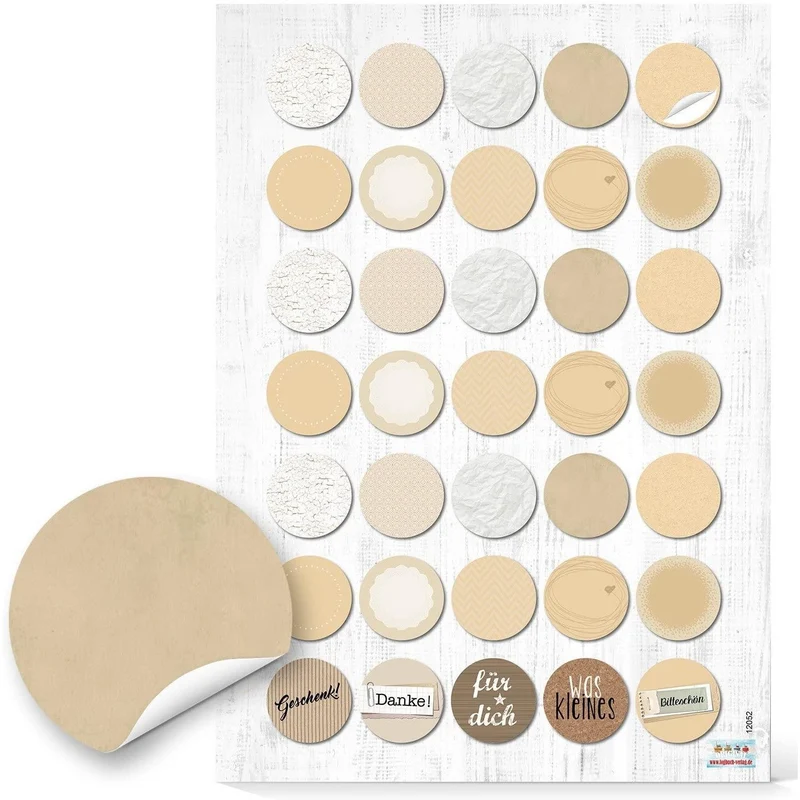 Großes Aufkleber Set mit 129 Blankoaufklebern zum Beschriften + 35 Sprücheaufklebern