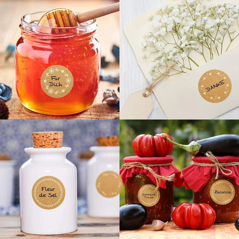 Großes Aufkleber Set mit 129 Blankoaufklebern zum Beschriften + 35 Sprücheaufklebern