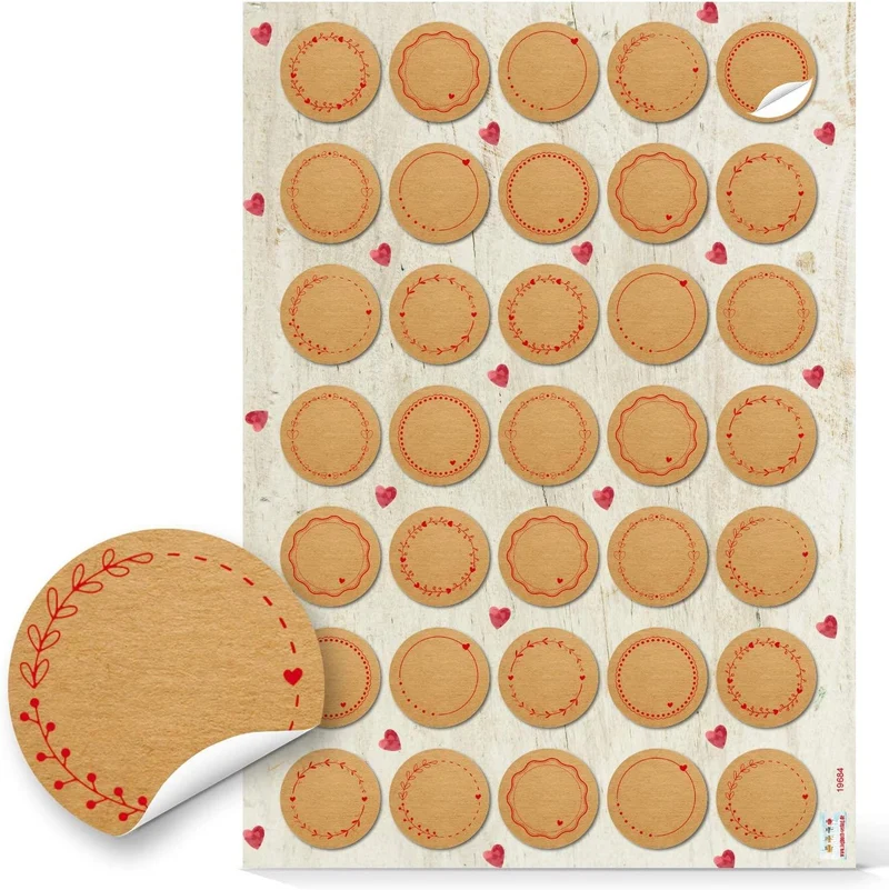 5 x 35 Geschenkaufkleber rund - 3,2 cm selbstklebend - Blankoaufkleber zum Beschriften