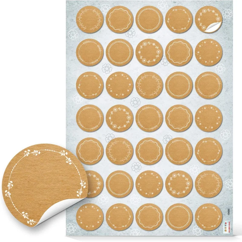 5 x 35 Geschenkaufkleber rund - 3,2 cm selbstklebend - Blankoaufkleber zum Beschriften