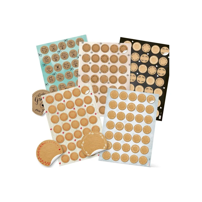 5 x 35 Geschenkaufkleber rund - 3,2 cm selbstklebend - Blankoaufkleber zum Beschriften