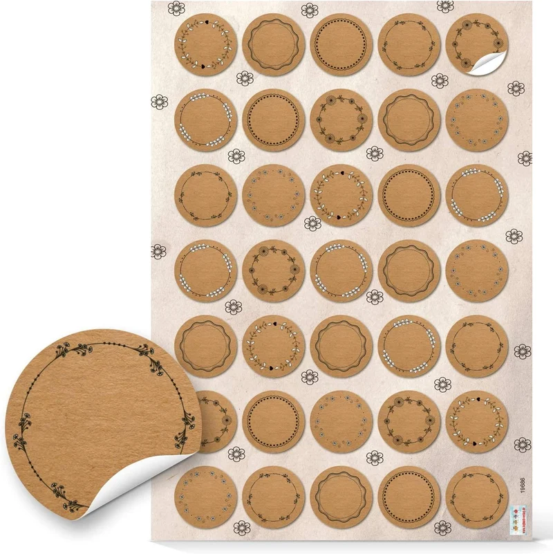 3 x 35 Aufkleber zum Beschriften in brauner Kraftpapier-Optik - kleine beschreibbare Papieraufkleber