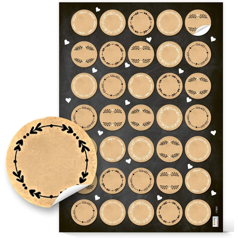 3 x 35 Aufkleber zum Beschriften in brauner Kraftpapier-Optik - kleine beschreibbare Papieraufkleber