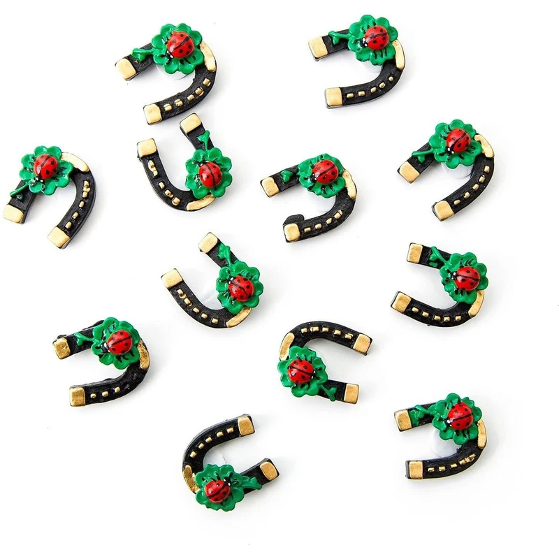 Logbuch-Verlag 12 kleine schwarze Hufeisen mini MIT KLEBEPUNKT Streudeko Streuteile Silvester Neujahr Glücksbringer Symbol Deko Talisman Glück 3 cm
