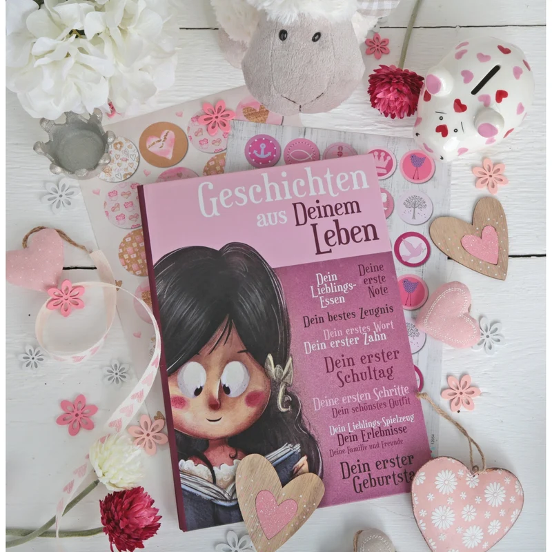 Logbuch-Verlag 24 runde Herzaufkleber 4 cm rosa braun - Herzchen Sticker - Bastelzubehör Verzierung Give-Away Mitgebsel