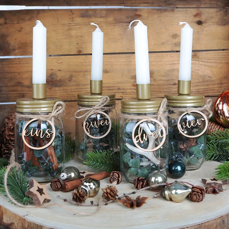 Adventskranz Zahlen für Kerzen & Kerzenhalter - Holz Nummern 1 2 3 4