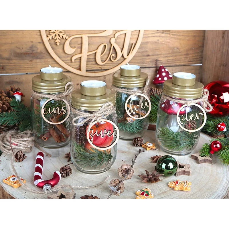Adventskranz Zahlen für Kerzen & Kerzenhalter - Holz Nummern 1 2 3 4