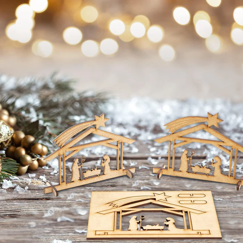9 Krippen Miniaturen aus Holz - Tischkrippe kleine Krippenfiguren zum Verschenken