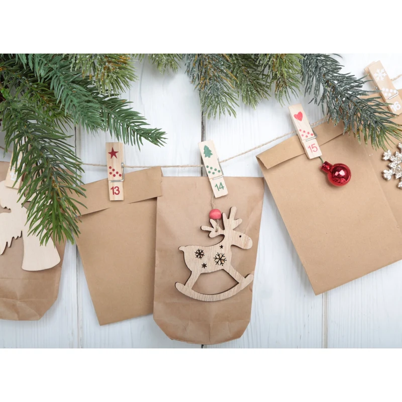 5 Schaukelpferd Weihnachtsanhänger 7,5 cm natur braun mit Schnur