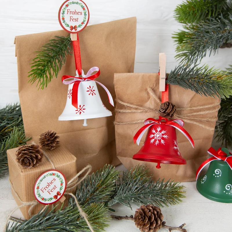 24 weihnachtliche Aufkleber rund ROT GRÜN weiß FROHES FEST Geschenkaufkleber Text 4 cm Verpackung Weihnachtsgeschenke