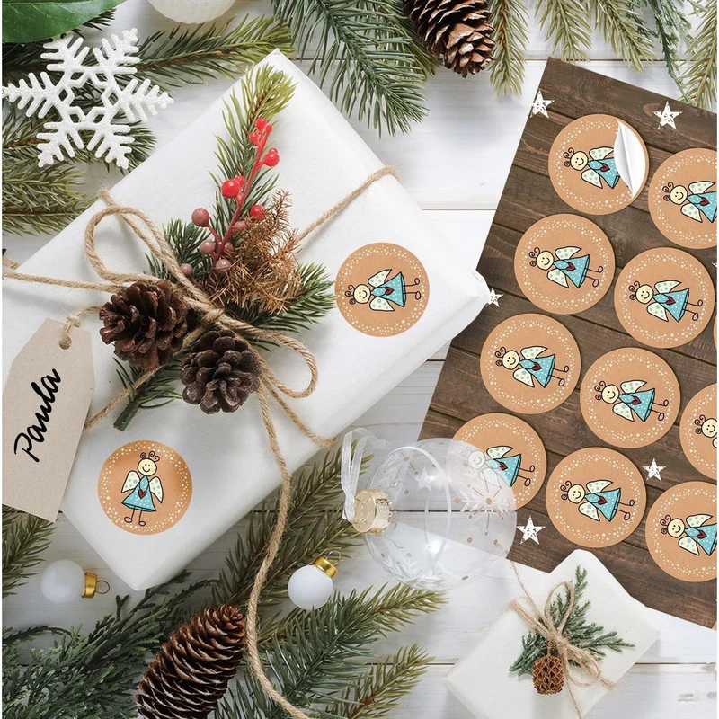 Logbuch-Verlag 24 runde Schutzengel Engel Aufkleber Sticker für Kinder und Erwachsene Weihnachten Deko Weihnachtsetikett Verpackung Geschenk 4 cm