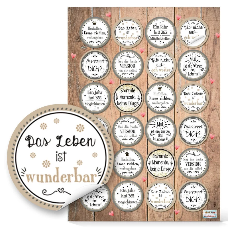 Sticker SET - 131 bunte Geschenkaufkleber zu Liebe Freundschaft Gesundheit Zuversicht