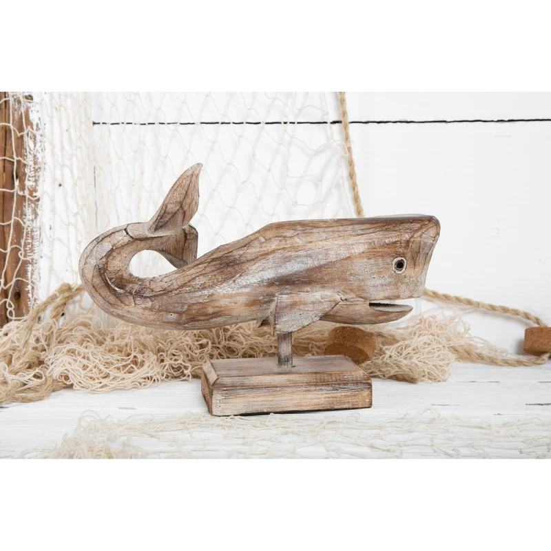 Dekorative Wal Figur aus Holz braun 29 cm - maritimes Dekoobjekt