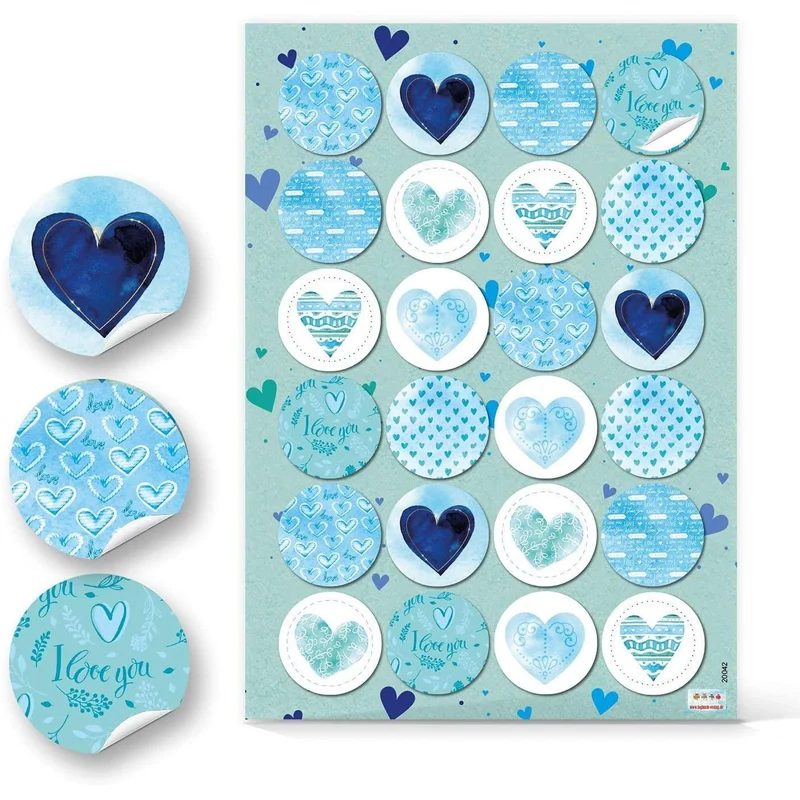 Herzaufkleber SET - 131 runde Sticker mit Herzen - bunte Aufkleber