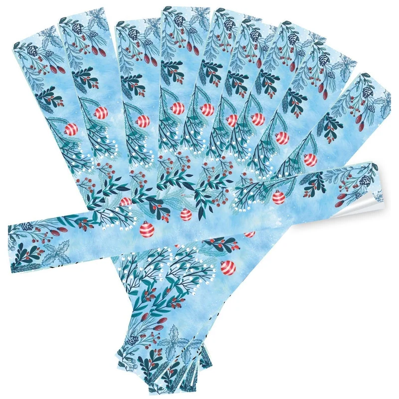Weihnachtsbanderole Weihnachtskugeln blau türkis rot 5 x 42 cm