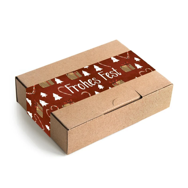 Weihnachtsbanderole Frohes Fest rot weiß 5 x 42 cm